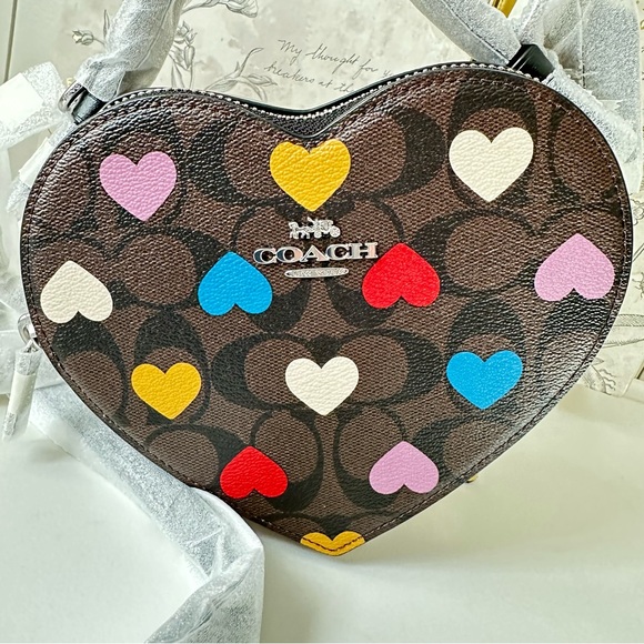 Coach Heart Crossbody In Signature Canvas With Heart Print style CP022 - Picture 4 of 16